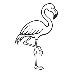 Naklejka premium Flamingo Coloring Page Standing Gracefully on One Leg