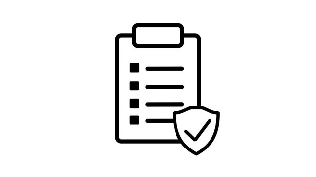 Medical Insurance Policy Motion Icon. Animation of an insurance document with a shield icon symbolizing healthcare protection and financial security.