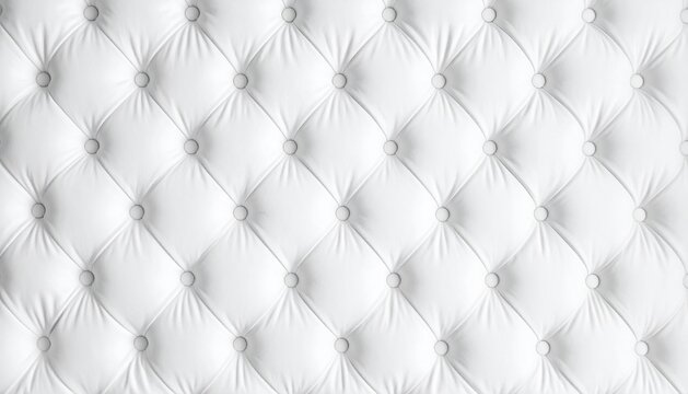Clean and minimalist white tufted fabric texture featuring soft buttoned upholstery, perfect for modern interiors, elegant backgrounds, and neutral design themes.