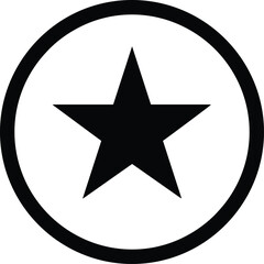 Fototapeta premium Black star icon inside circle in minimalist silhouette style isolated on white background representing rating symbol, favorite mark, badge design, and graphic element