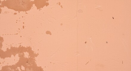 Fototapeta premium Rustic peach concrete wall background with weathered texture and mottled brown patches, serve as a blank coral pink backdrop for urban branding and minimal design