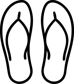 Summer outline vector icon of flip-flops, symbol of casual holiday lifestyle and seaside leisure.