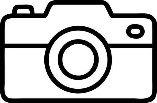 Summer outline vector icon of camera, symbol of travel memories and holiday adventure.