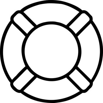 Summer outline vector icon of life preserver, symbol of safety and seaside recreation.