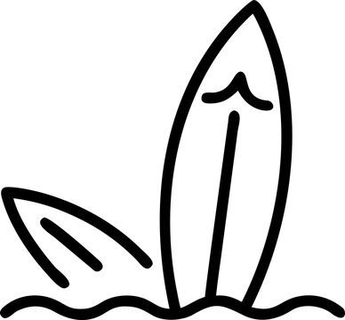 Summer outline vector icon of surfboards, symbol of ocean sport and tropical lifestyle.