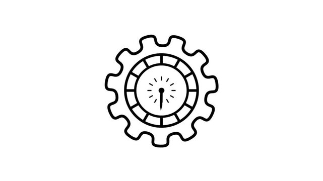 Worktime concept - mechanic gear as clockface white background,
