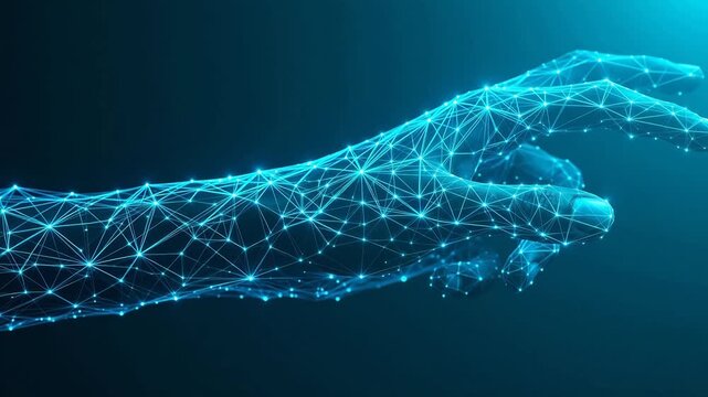 Advanced Digital hand with glowing connections for Digital Transformation and Cyber Infrastructure