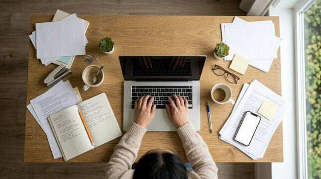 Neurodiversity and Mental Wellness Productivity Scene from Above