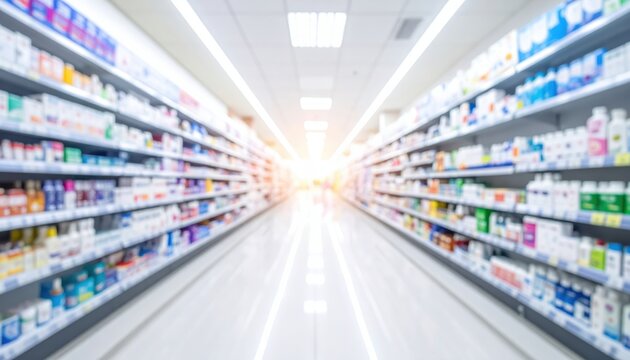 Exploring a blurred drugstore aisle pharmacy photo retail environment perspective out of focus drugstore aisle