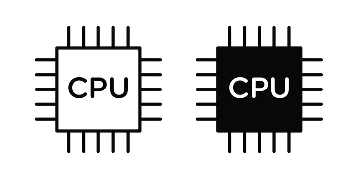 CPU icon. glyph solid icons collection. Line icons
