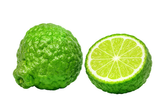 Bergamot or kaffir isolated on white background 