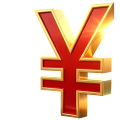 Fototapeta premium Golden shiny yen currency symbol in 3D style representing finance, wealth, and Japanese money isolated on a clean background