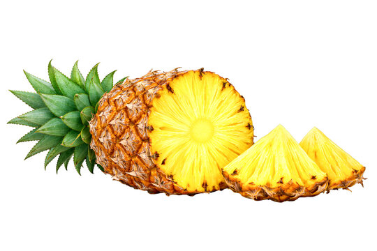 Pineapple slices isolated on white background 
