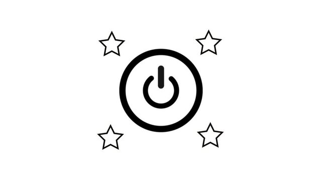 Power Button on white background, animated icon.