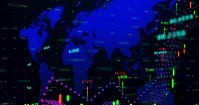 Animation of text with globe and network of connections