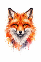 Fototapeta premium Vector Illustration of Watercolor Style Tattoo of Fox
