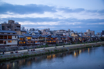 Fototapeta premium A street and river in Kyoto, Japan