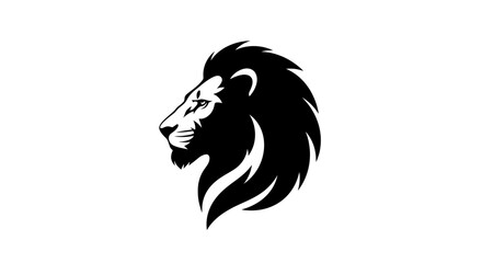 Obraz premium Majestic black and white lion head profile illustration.