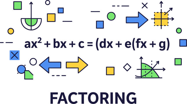 Factoring Quadratic Equations Algebra Concept Illustration