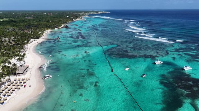 Punta Cana Skyline At Punta Cana In La Altagracia Dominican Republic. Caribbean Skyline. Beach Landscape. Nature Seascape. Punta Cana Skyline In Punta Cana In La Altagracia Dominican Republic