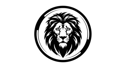 Obraz premium Majestic Lion Head in Circle Logo Design.