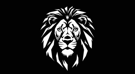 Fototapeta premium Majestic Lion Head Vector Illustration on Black Background.