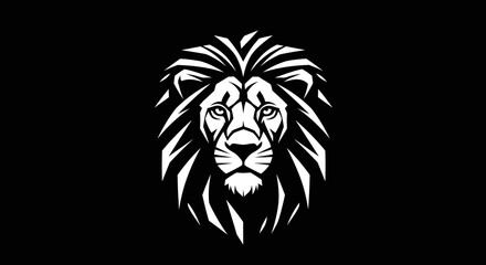 Obraz premium Majestic Lion Head Logo Design on Black Background.