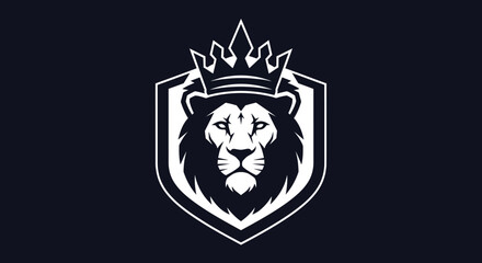Fototapeta premium Majestic Lion Head with Crown Logo Design.
