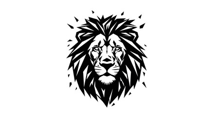 Obraz premium Majestic Lion Head Vector Illustration with Detailed Mane.