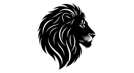 Obraz premium Majestic Lion Head Profile Black and White Illustration.