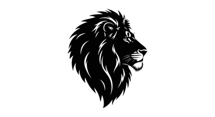 Obraz premium Majestic Lion Head Profile Black and White Illustration.