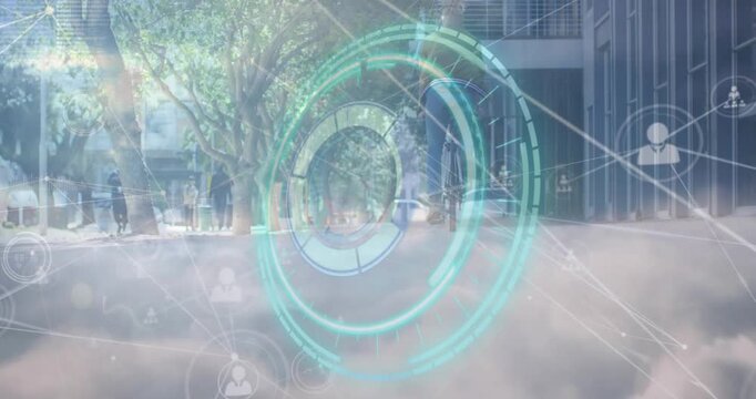 Animation of scope scanning over cityscape