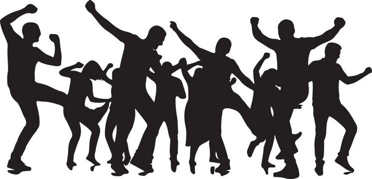 silhouettes of dancing people