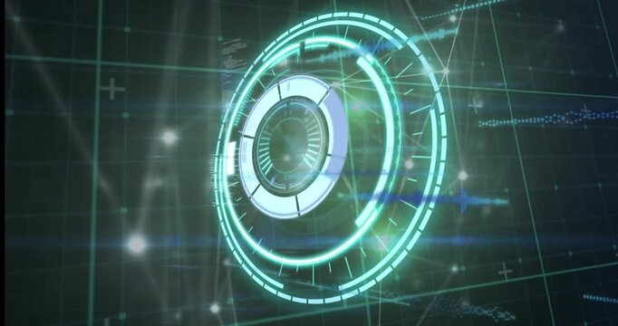 The digital animation shows an equalizer and data processing against a black background