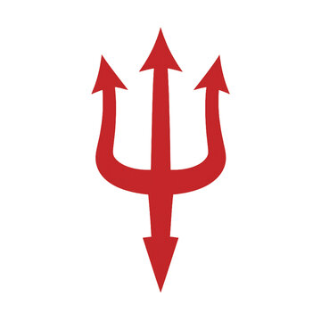 Glowing Red Trident Icon with Transparent Background