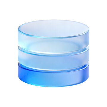 3d rendered icon of a blue database stack isolated on transparent background