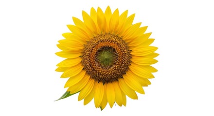 Fototapeta premium Vibrant yellow sunflower head isolated on white background, bright summer flower and nature concept.