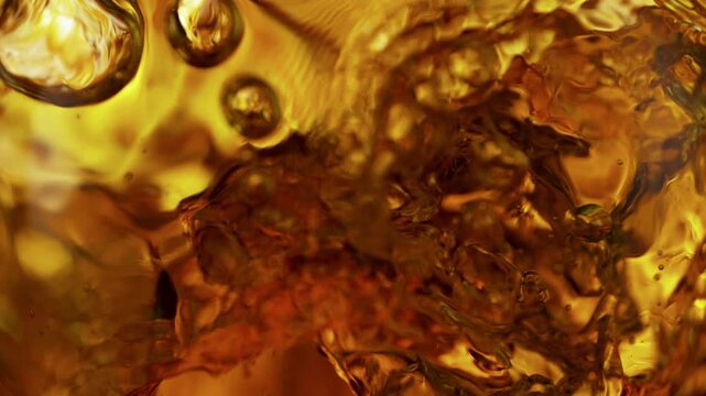 Super Slow Motion Shot of Waving Whiskey Background at 1000fps.