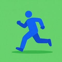 Obraz premium Blue Running Man Icon on Green Background, Isolated Flat Vector Illustration for App, Web, and Mobile Design Use
