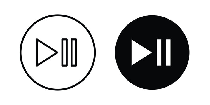 Play pause icon. glyph solid icons collection. Line icons