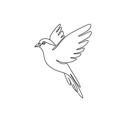 Fototapeta premium Minimalist single line drawing of a bird in flight, elegant and simple illustration.