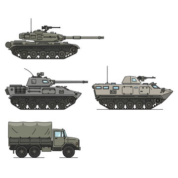 Military Vehicles: Tank, Armored Car, APC, and Truck Collection