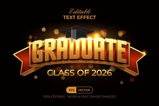 Gold Text Effect Graduation Theme Style. Editable Text Effect.