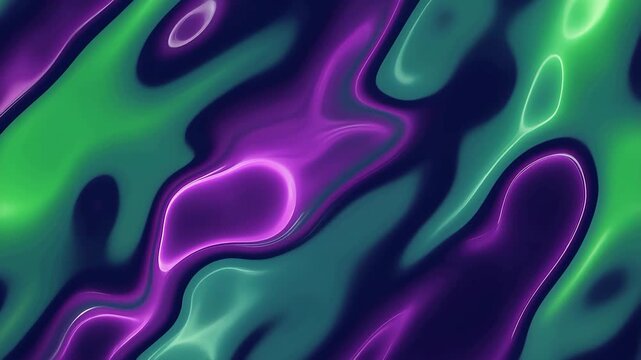 Abstract fluid vector illustration with dynamic glowing green and purple liquid shapes for modern digital graphic backgrounds