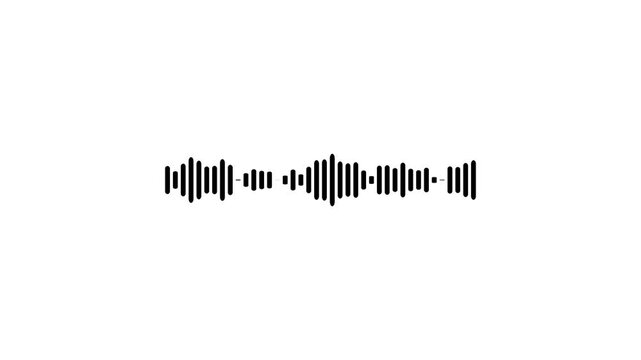 4k abstract music sound wave or audio wavefrom isolated on black background.Line digital minimalist voice and soundtrack wave equalizer.Shape line volume or speech symbol animated background.