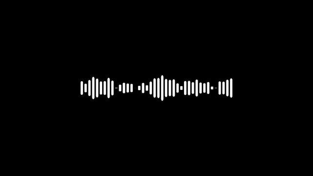 White audio waveform spectrum animation, Sound wave animation, classic graphic sound equalizer, White and black audio visualization effect. digital audio spectrum wave effect.