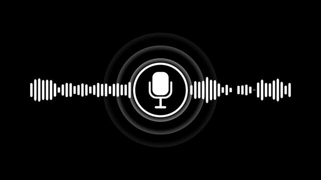 Podcast Sound Audio Wave, on a black background.
