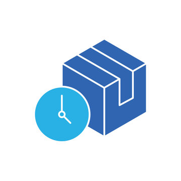 icon a product lifespan with package box and time clock symbol, isolated against a clean background