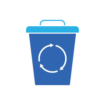 icon a recycle bin with universal recycling circular arrows symbol, isolated against a clean background.