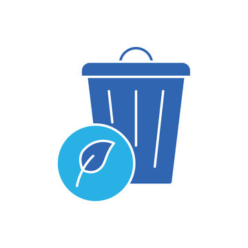 icon a zero waste with trash bin and green leaf symbol, isolated against a clean background.